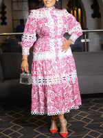Lace Combo Printed Shirt Dress