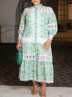 Lace Combo Printed Shirt Dress