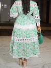 Lace Combo Printed Shirt Dress