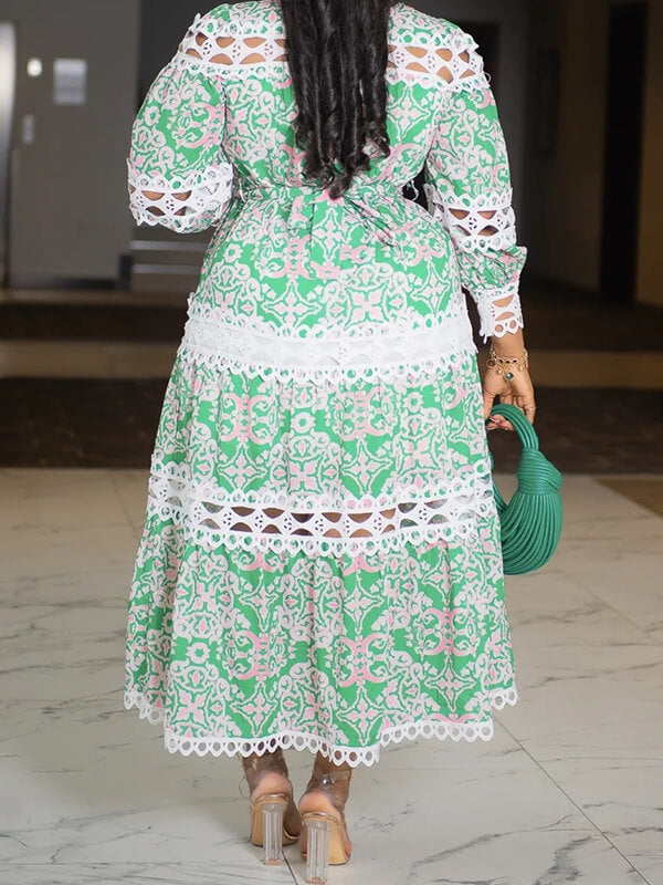 Lace Combo Printed Shirt Dress