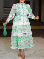 Lace Combo Printed Shirt Dress