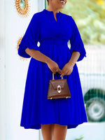 Ruched-Sleeve Belted Dress