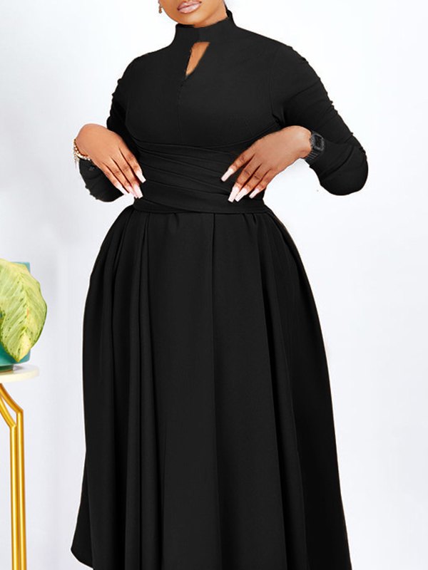 Solid Tied-Waist Midi Dress