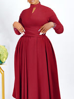 Solid Tied-Waist Midi Dress