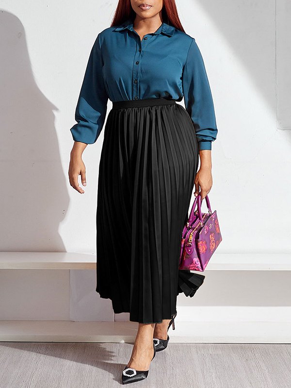 Elastic Waist Pleated Skirt
