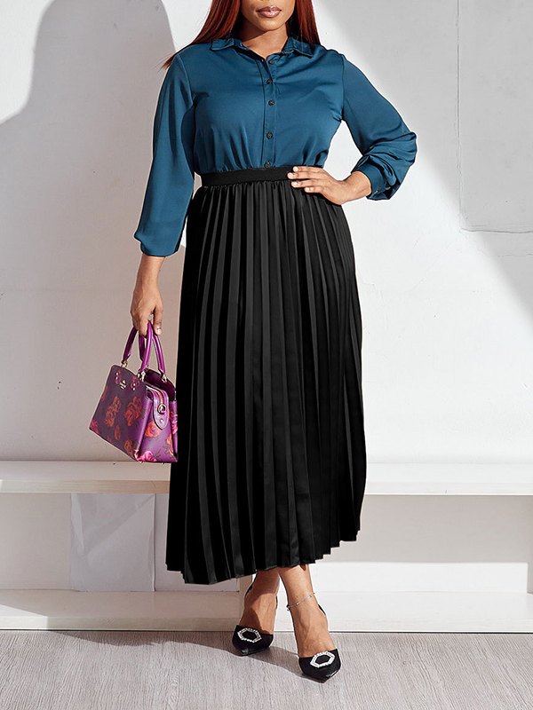 Elastic Waist Pleated Skirt
