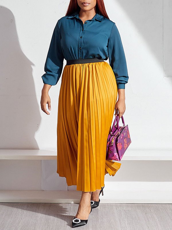 Elastic Waist Pleated Skirt