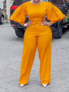 Solid Puff-Sleeve Jumpsuit