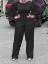 Solid Puff-Sleeve Jumpsuit