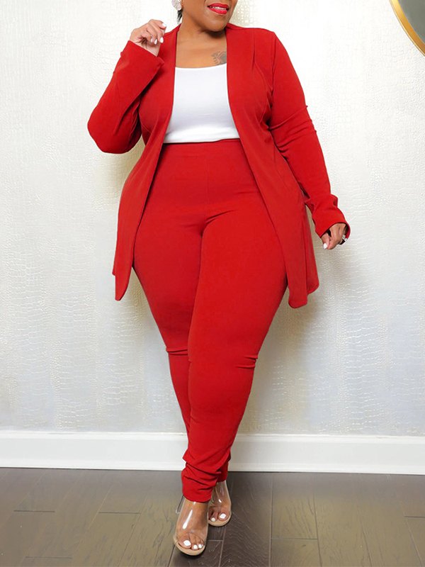 Solid Blazer & Pants Set