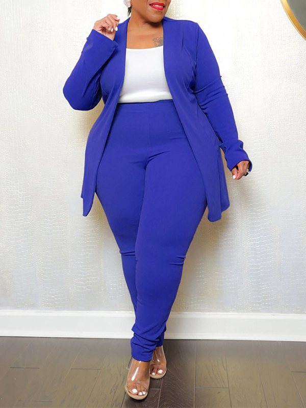 Solid Blazer & Pants Set