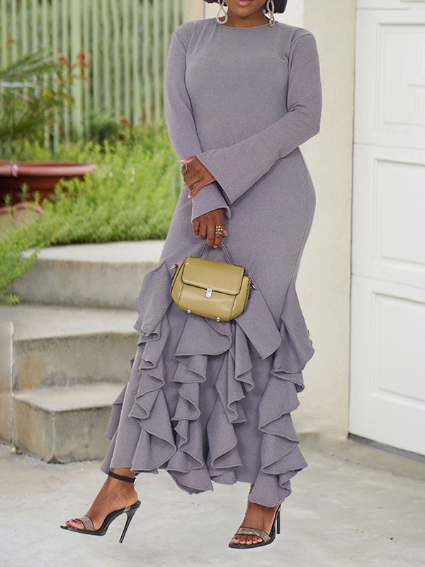 Solid Frilled Dress