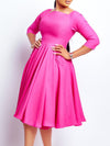 Solid Square-Neck Midi Dress