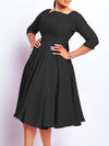 Solid Square-Neck Midi Dress