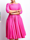 Solid Square-Neck Midi Dress