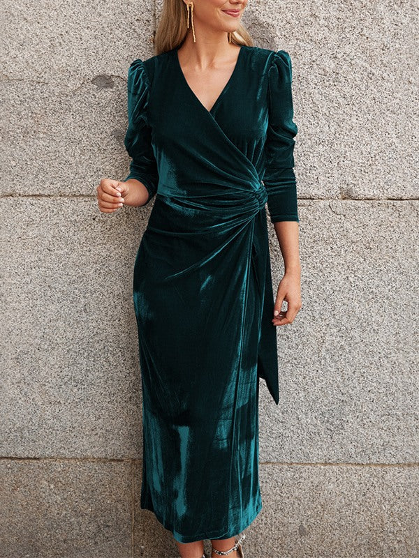 Velvet V-Neck Dress