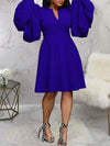 Solid Ruched-Sleeve Dress