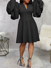 Solid Ruched-Sleeve Dress