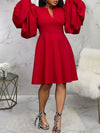 Solid Ruched-Sleeve Dress