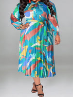 Printed Tied Pleated Dress
