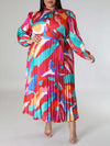 Printed Tied Pleated Dress
