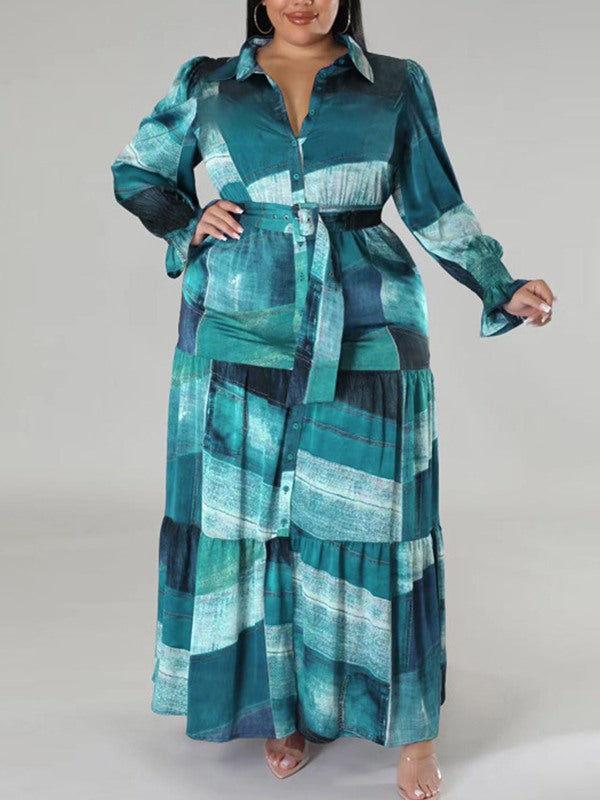 Printed Belted Shirt Dress