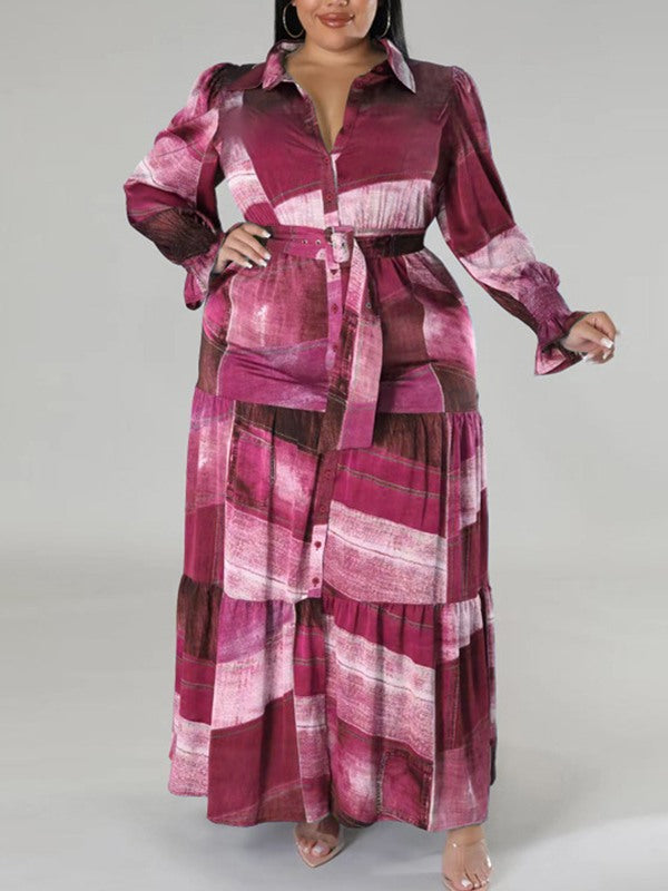 Printed Belted Shirt Dress