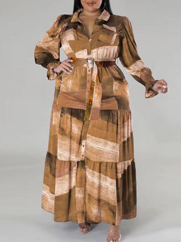 Printed Belted Shirt Dress