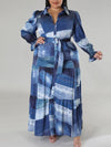 Printed Belted Shirt Dress