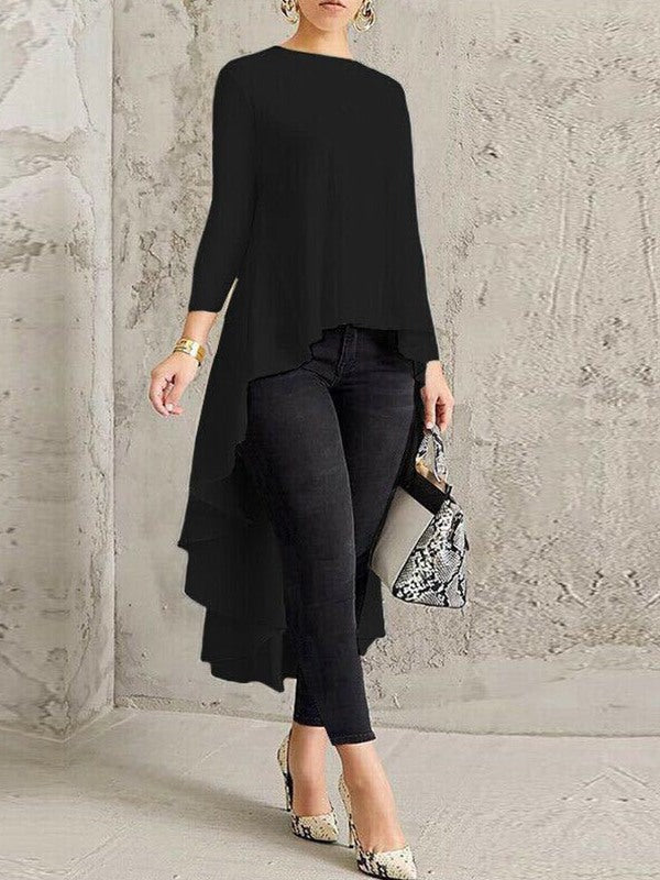 Solid High-Low Tunic Top