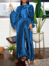 Bell-Sleeve Top & Pleated Pants Set