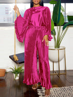 Bell-Sleeve Top & Pleated Pants Set