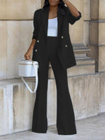 Double-Breasted Blazer & Flared Pants Set