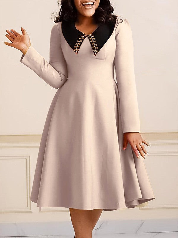 Studded-Collar Midi Dress