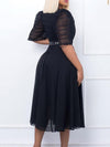 Lace Combo Belted Dress