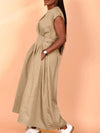 Beautiedoll Solid Button-Waist Sleeveless Dress