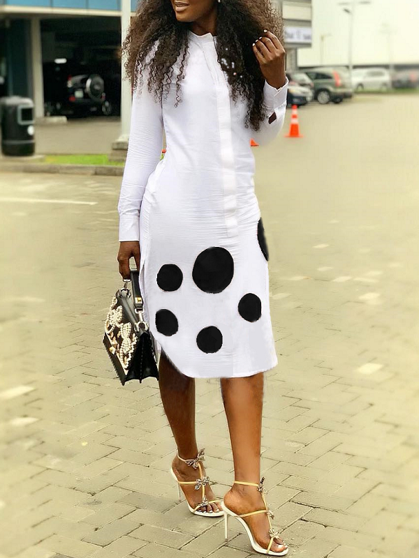 Beautiedoll Dot Print Shirt Dress