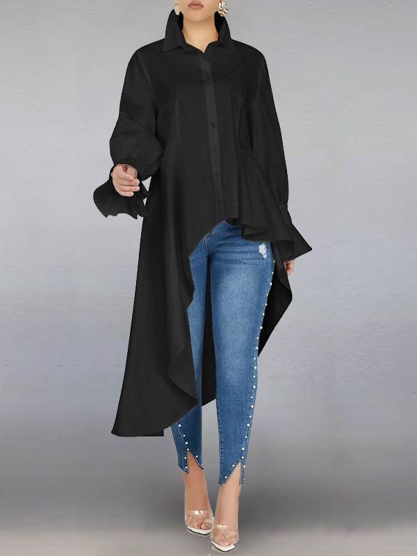 Bell-Sleeve High-Low Tunic Shirt