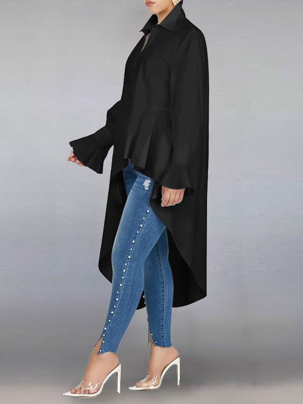 Bell-Sleeve High-Low Tunic Shirt