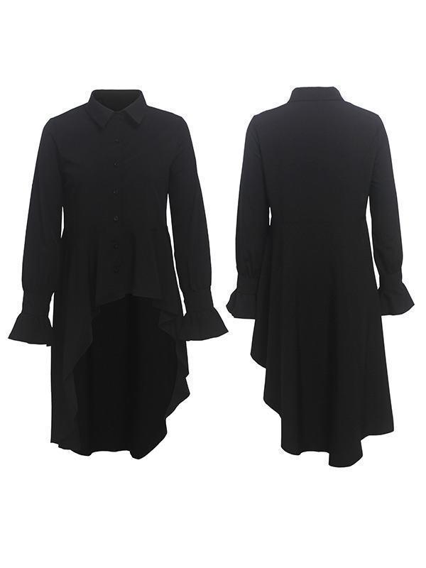 Bell-Sleeve High-Low Tunic Shirt