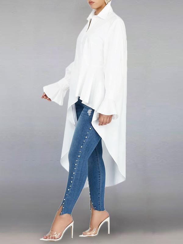 Bell-Sleeve High-Low Tunic Shirt