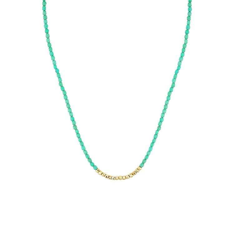 Gold Beads Green Necklace