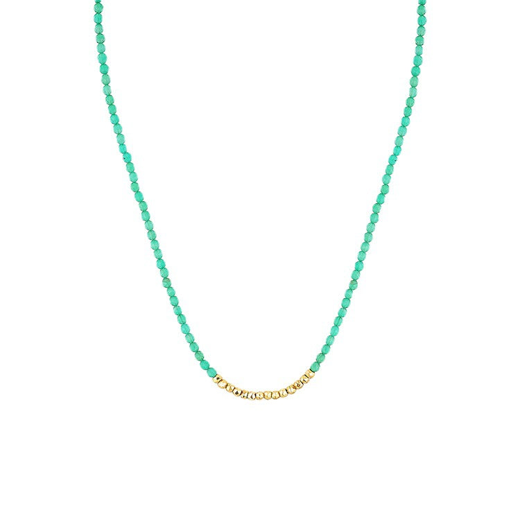 Gold Beads Green Necklace