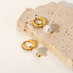 Waterproof Pearl Huggie Earrings