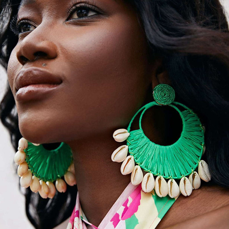 Shell Green Drop Earrings