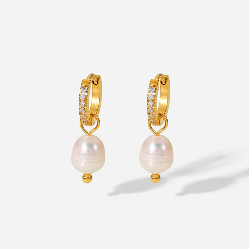 Waterproof Pearl Huggie Earrings