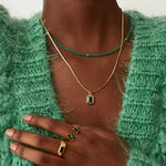 Gold Beads Green Necklace