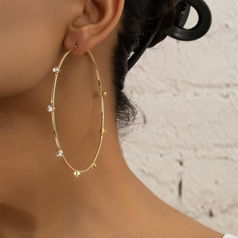 Scattered Stones Hoop Earrings
