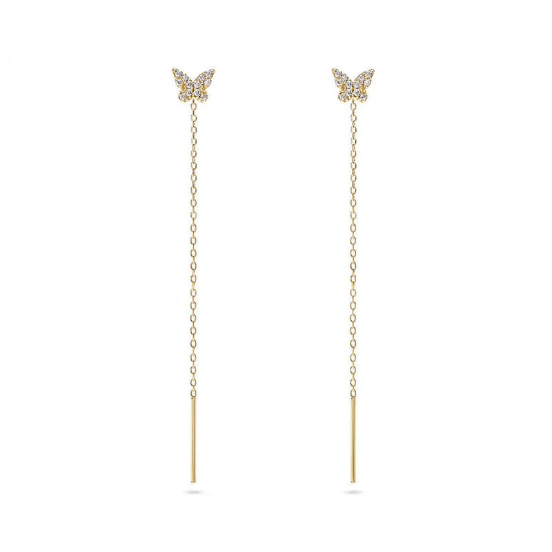 Zirconia Butterfly Threader Earrings