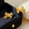 18k Gold Bowtie Pearl Earrings